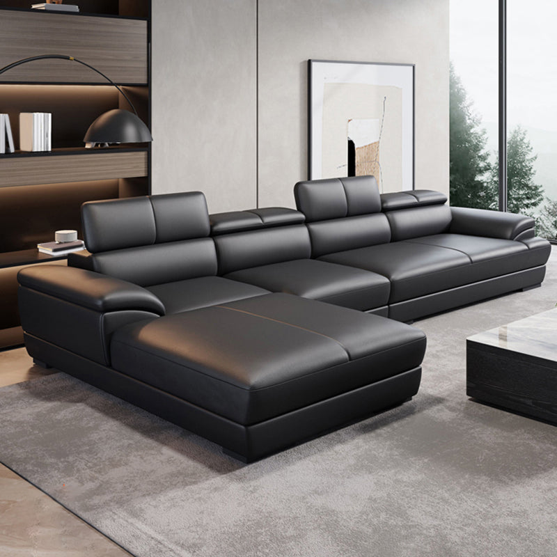Black Contemporary Cushion Back Sofa/Sectional for Living Room