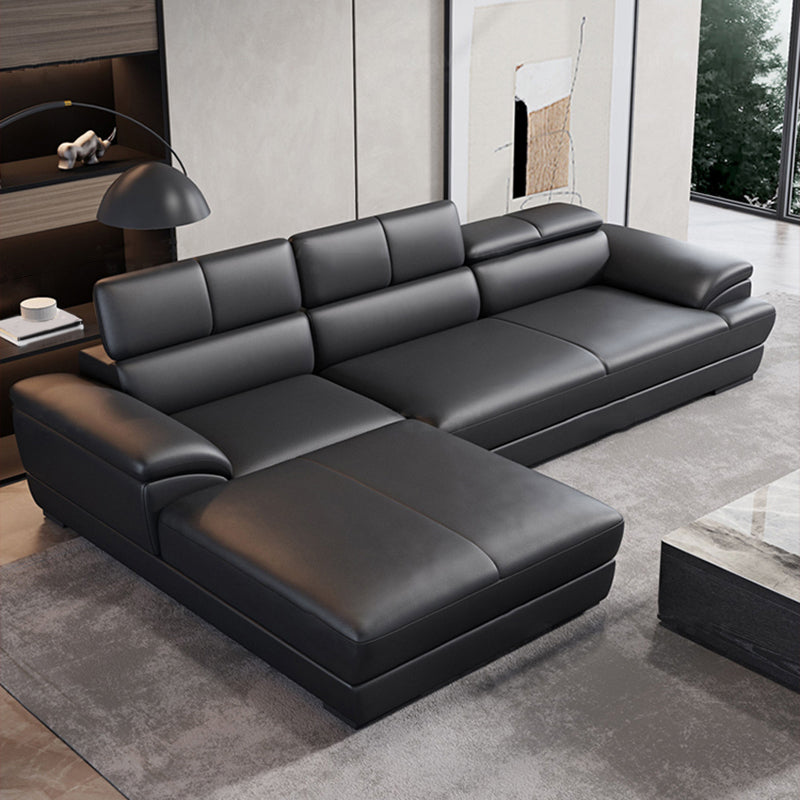 Black Contemporary Cushion Back Sofa/Sectional for Living Room