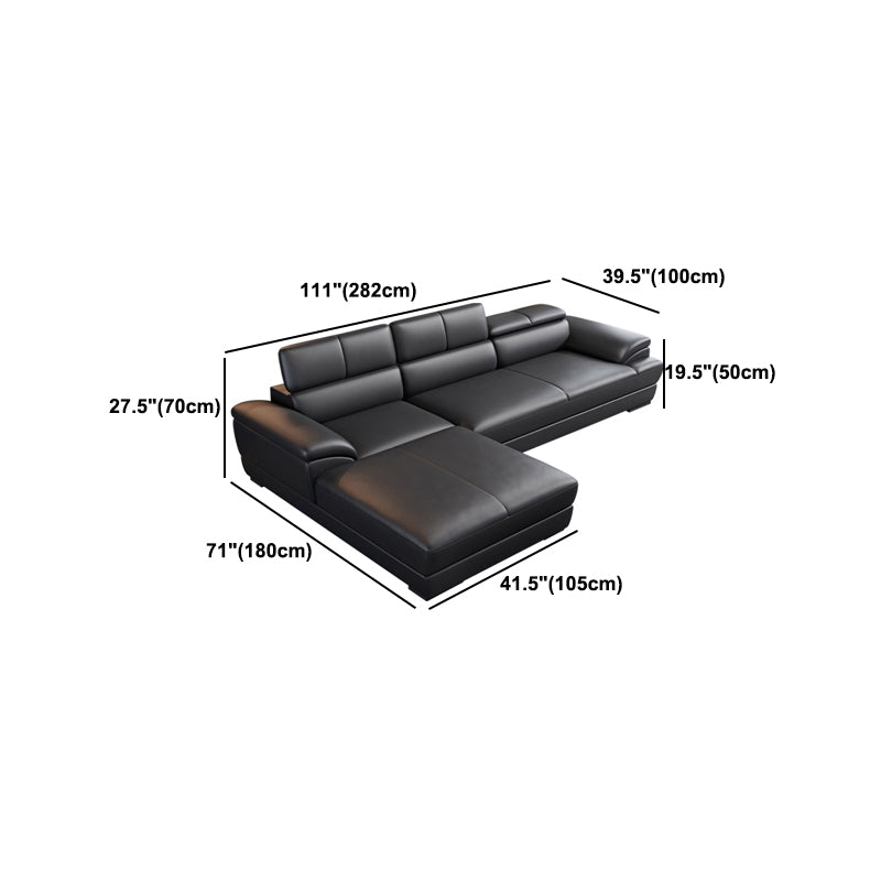 Black Contemporary Cushion Back Sofa/Sectional for Living Room