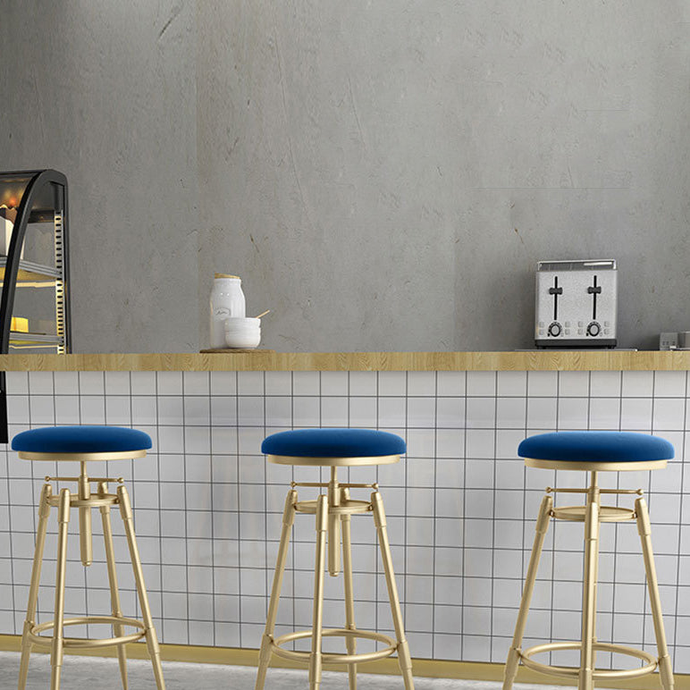 Living Room Glam Liftable Barstool Metal 4 Legs Bar Stool with Pedal