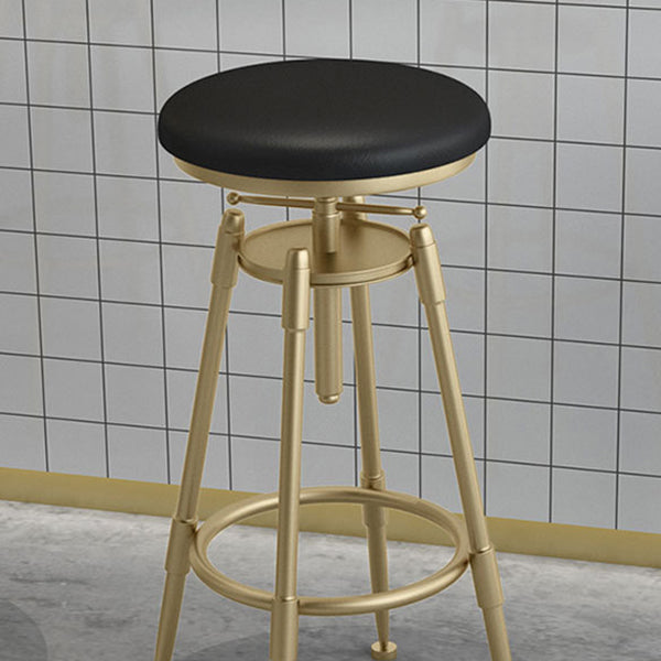 Living Room Glam Liftable Barstool Metal 4 Legs Bar Stool with Pedal
