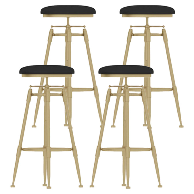 Living Room Glam Liftable Barstool Metal 4 Legs Bar Stool with Pedal