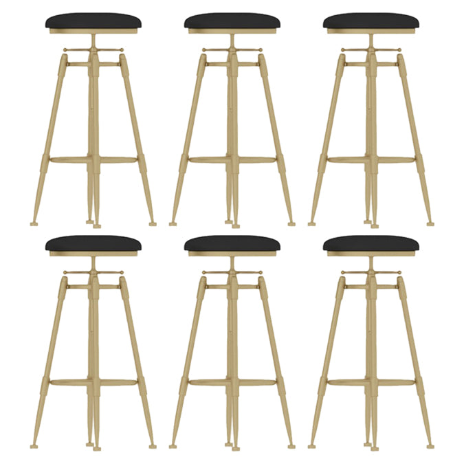 Living Room Glam Liftable Barstool Metal 4 Legs Bar Stool with Pedal