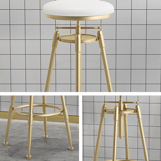 Living Room Glam Liftable Barstool Metal 4 Legs Bar Stool with Pedal