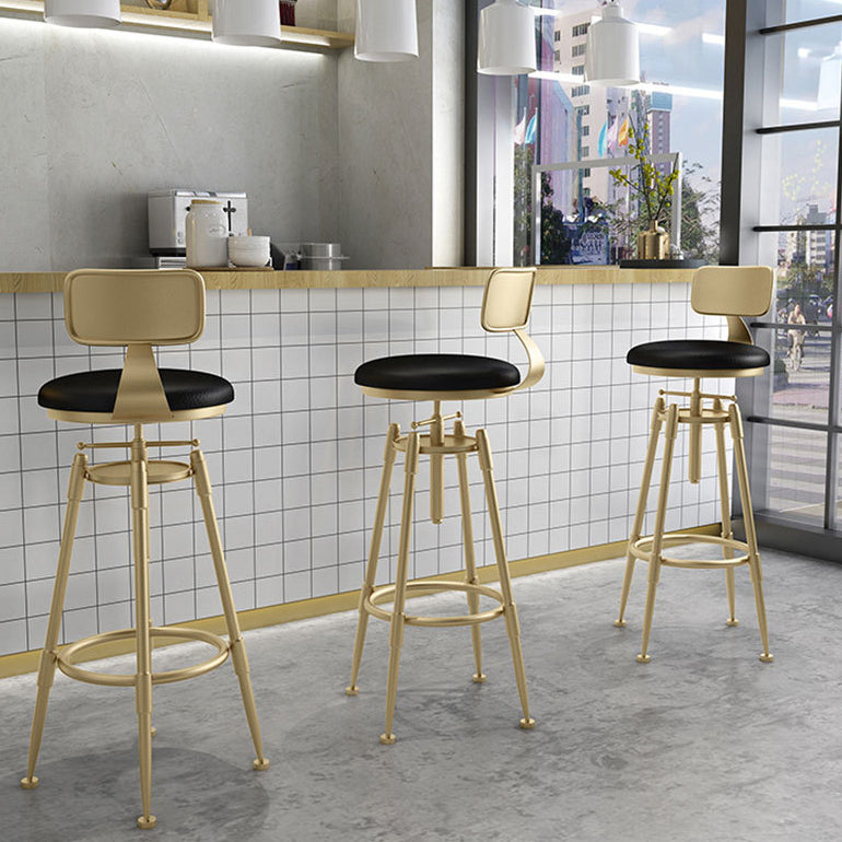 Living Room Glam Liftable Barstool Metal 4 Legs Bar Stool with Pedal