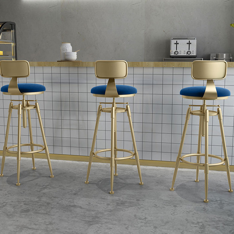 Living Room Glam Liftable Barstool Metal 4 Legs Bar Stool with Pedal