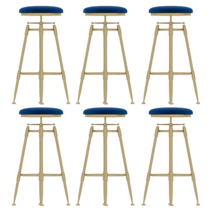 Living Room Glam Liftable Barstool Metal 4 Legs Bar Stool with Pedal