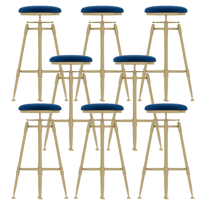 Living Room Glam Liftable Barstool Metal 4 Legs Bar Stool with Pedal