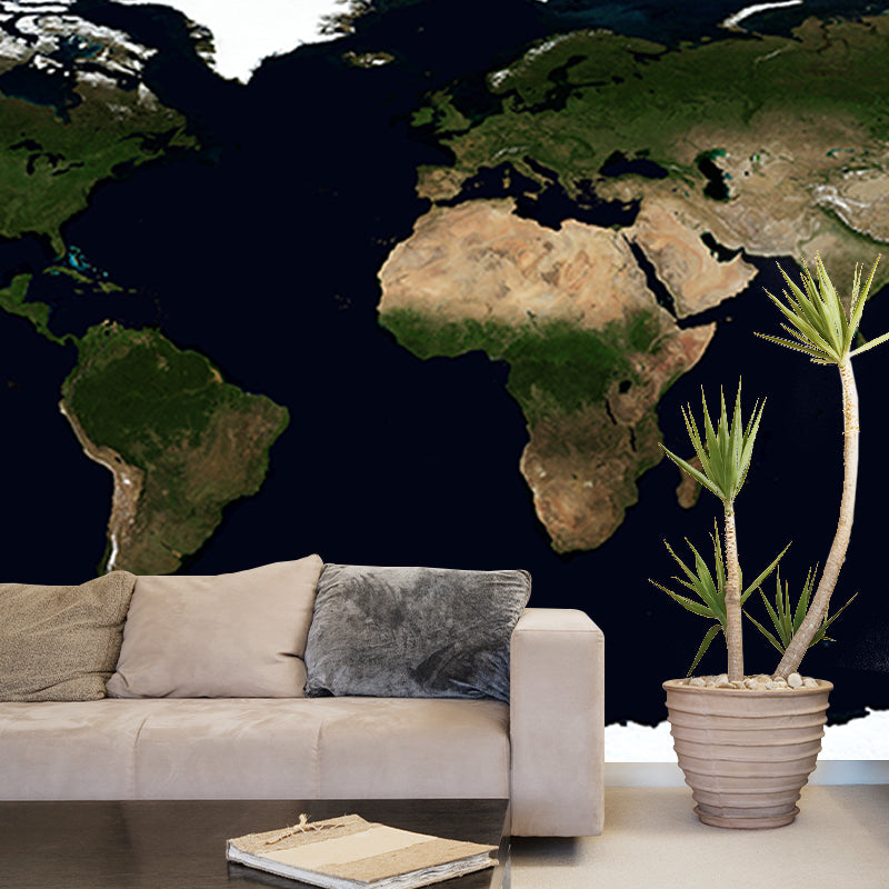 Photography Stain Resistant Wall Mural Map Drawing Room Wallpaper