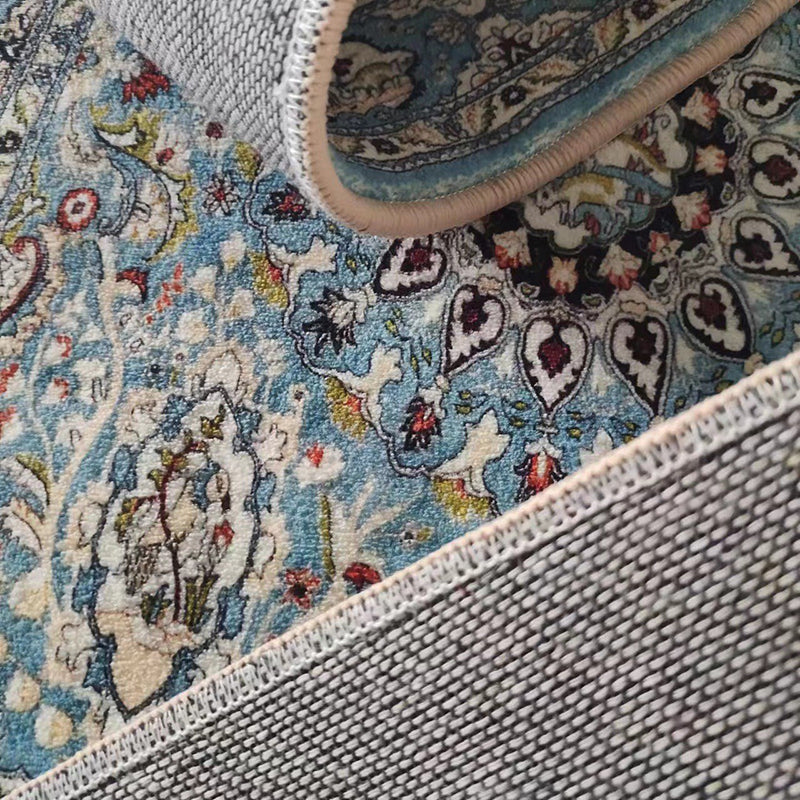 Multicolor Polyester Area Rug European Floral Pattern Carpet Non-Slip Backing Carpet