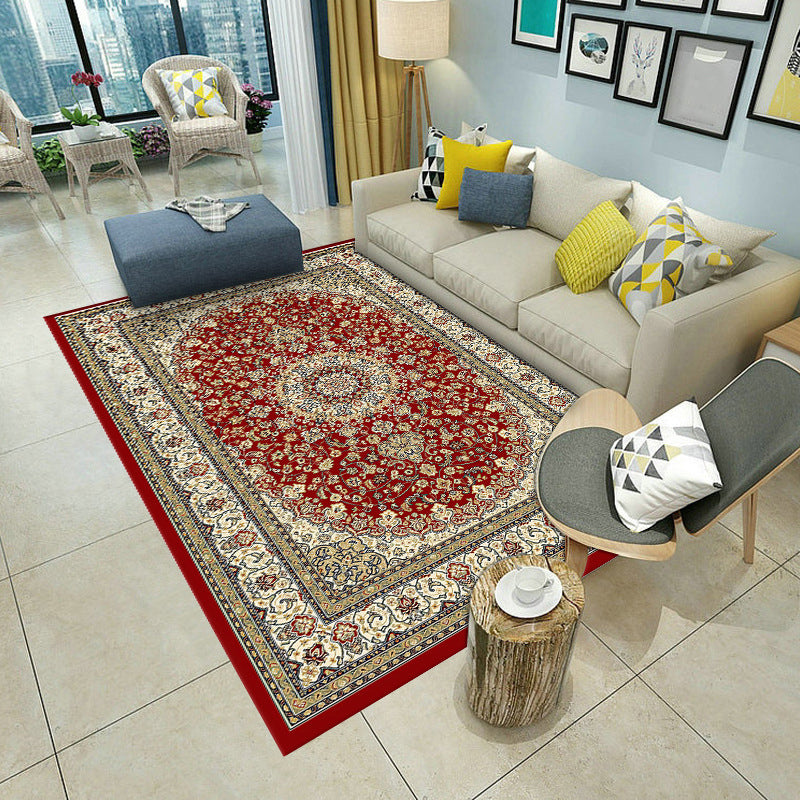 European Area Rug Medallion Print Carpet Polyester Stain Resistant Rug for Home Decor