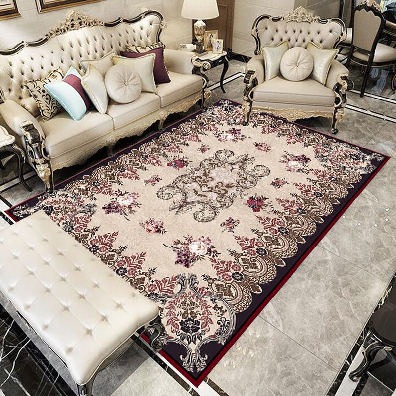 European Area Rug Medallion Print Carpet Polyester Stain Resistant Rug for Home Decor