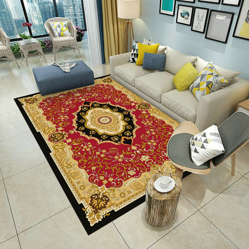 European Area Rug Medallion Print Carpet Polyester Stain Resistant Rug for Home Decor