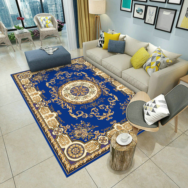 European Area Rug Medallion Print Carpet Polyester Stain Resistant Rug for Home Decor