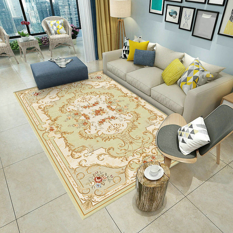 European Area Rug Medallion Print Carpet Polyester Stain Resistant Rug for Home Decor
