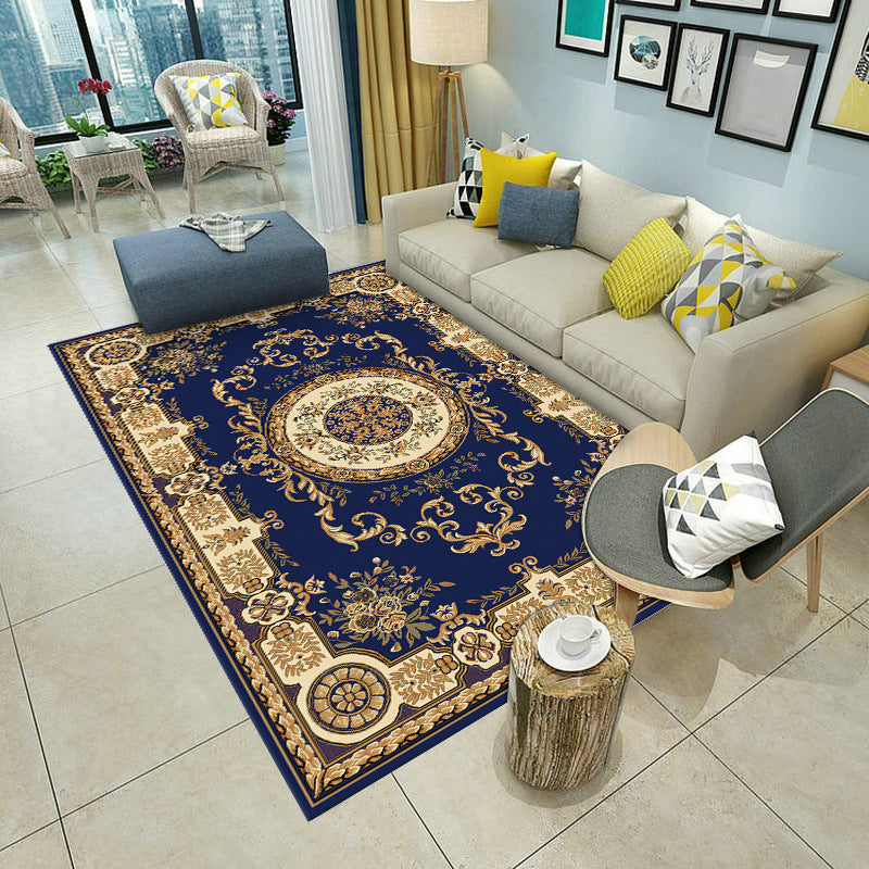 European Area Rug Medallion Print Carpet Polyester Stain Resistant Rug for Home Decor