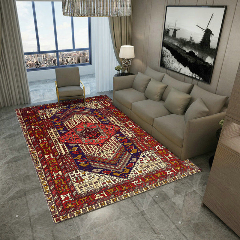 European Area Rug Medallion Print Carpet Polyester Stain Resistant Rug for Home Decor