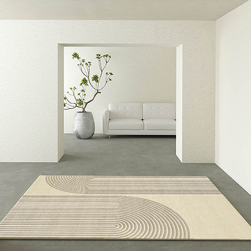 Brown Modern Rug Polyester Stripe Rug Non-Slip Backing Rug for Drawing Room