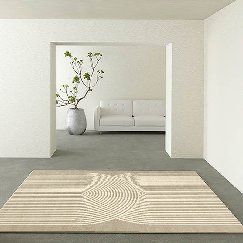 Brown Modern Rug Polyester Stripe Rug Non-Slip Backing Rug for Drawing Room