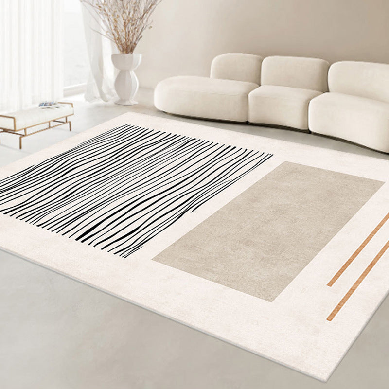 Brown Modern Rug Polyester Stripe Rug Non-Slip Backing Rug for Drawing Room