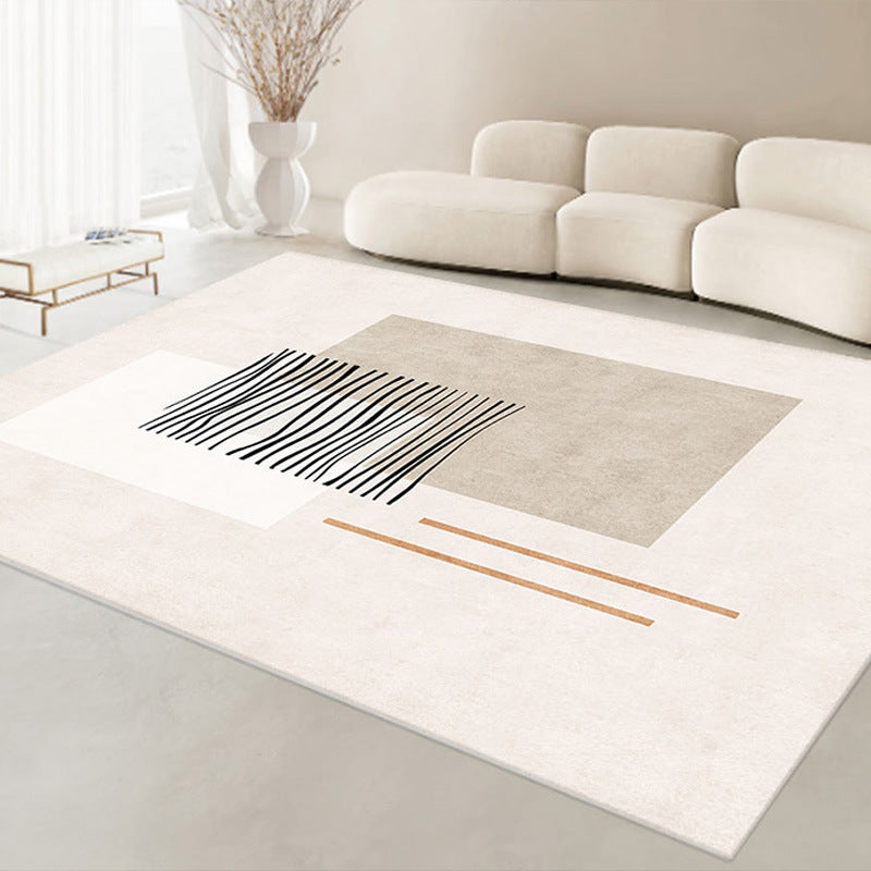 Brown Modern Rug Polyester Stripe Rug Non-Slip Backing Rug for Drawing Room
