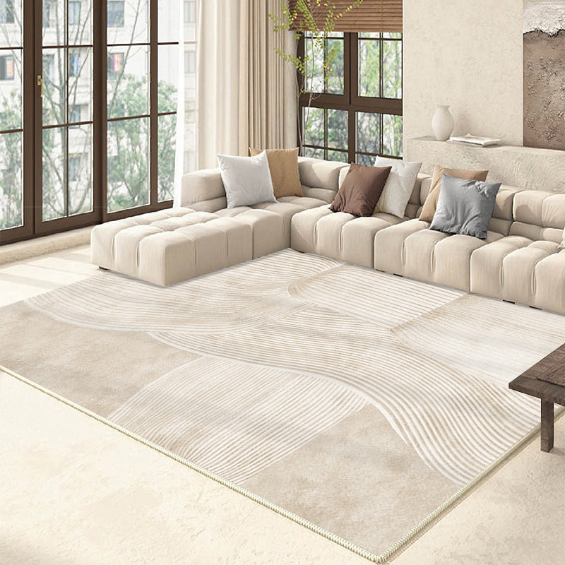 Brown Modern Rug Polyester Stripe Rug Non-Slip Backing Rug for Drawing Room