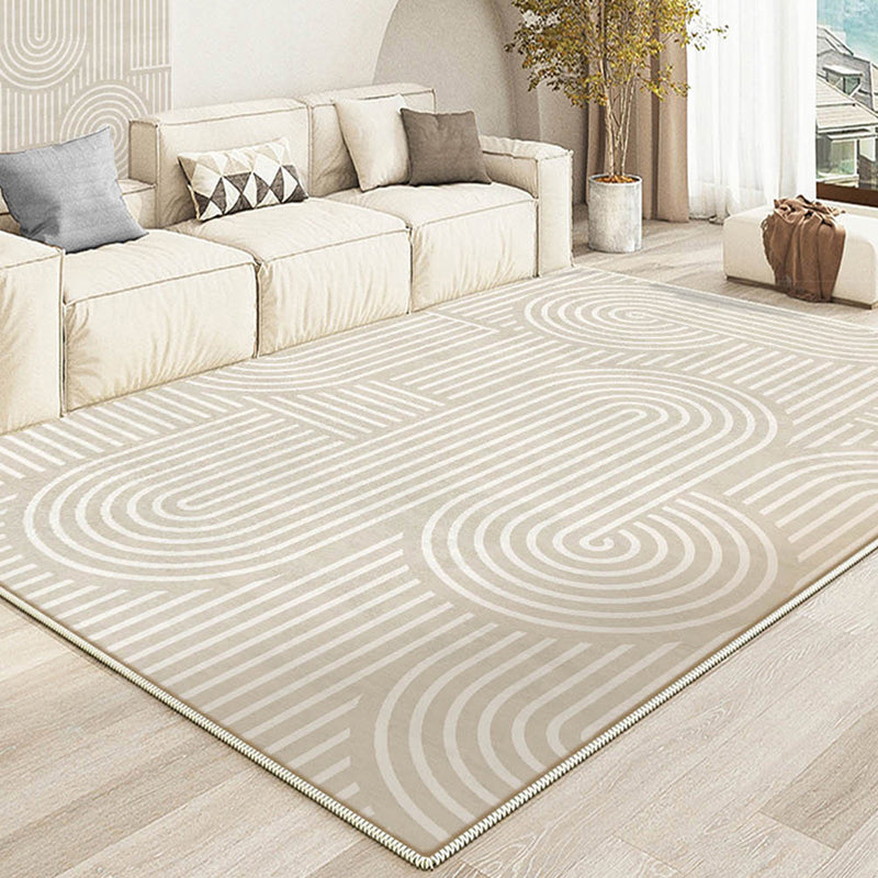 Brown Modern Rug Polyester Stripe Rug Non-Slip Backing Rug for Drawing Room