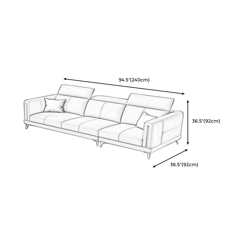 Genuine Leather Track Arm Sectional Sofa 36.22"High Cushion Back Sofa