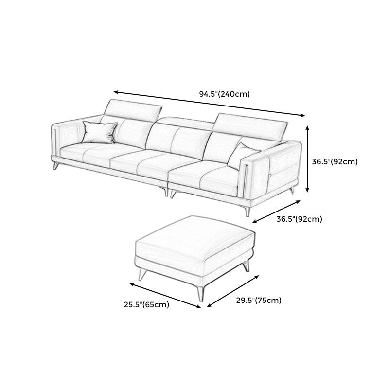 Genuine Leather Track Arm Sectional Sofa 36.22"High Cushion Back Sofa