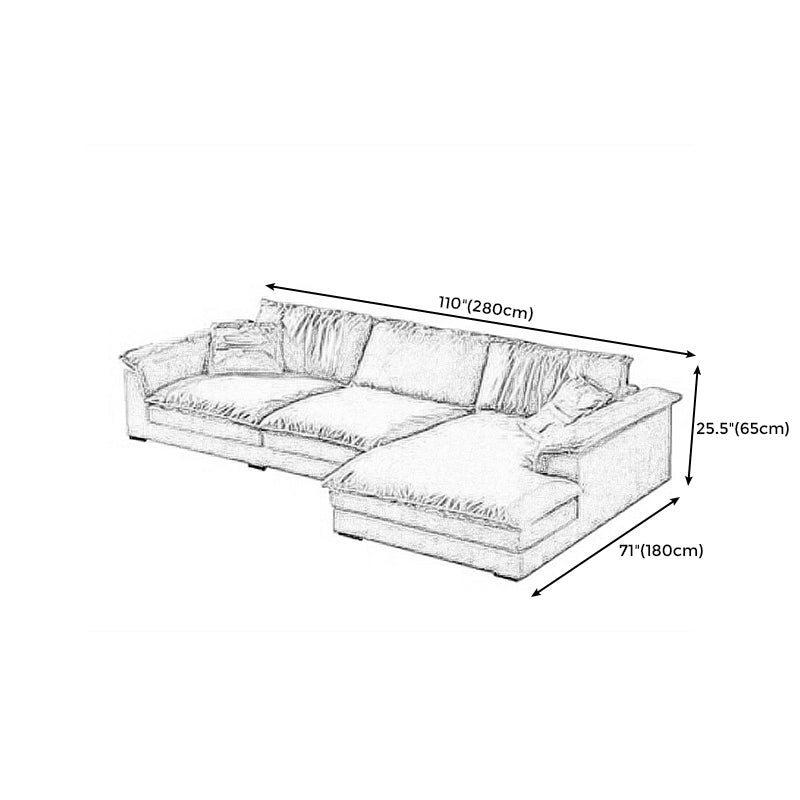 Fabric Pillow Top Arm Sectional Sofa 25.6"High Removable Cushions Sofa with Slipcover