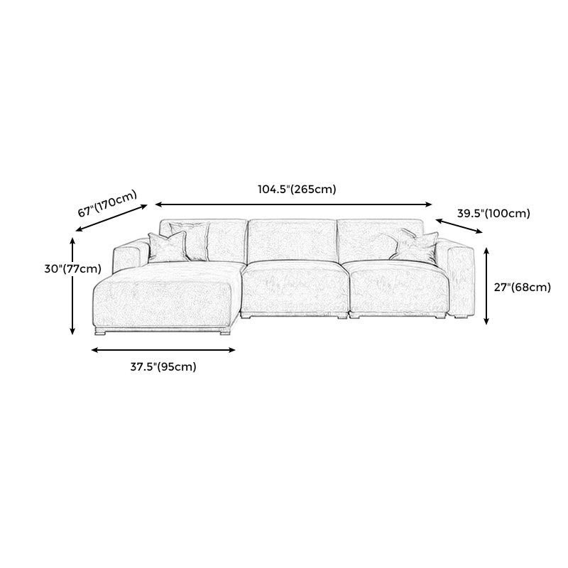 Scandinavian Tight Back Square Arm Sofa/Sectional with Stationary for Living Room
