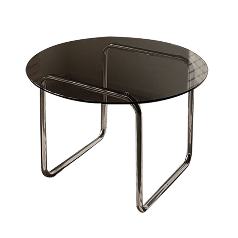 Round Glass Coffee Table Sled 1 Single Cocktail Table - 27.6''/31.5''
