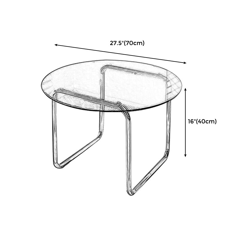 Round Glass Coffee Table Sled 1 Single Cocktail Table - 27.6''/31.5''