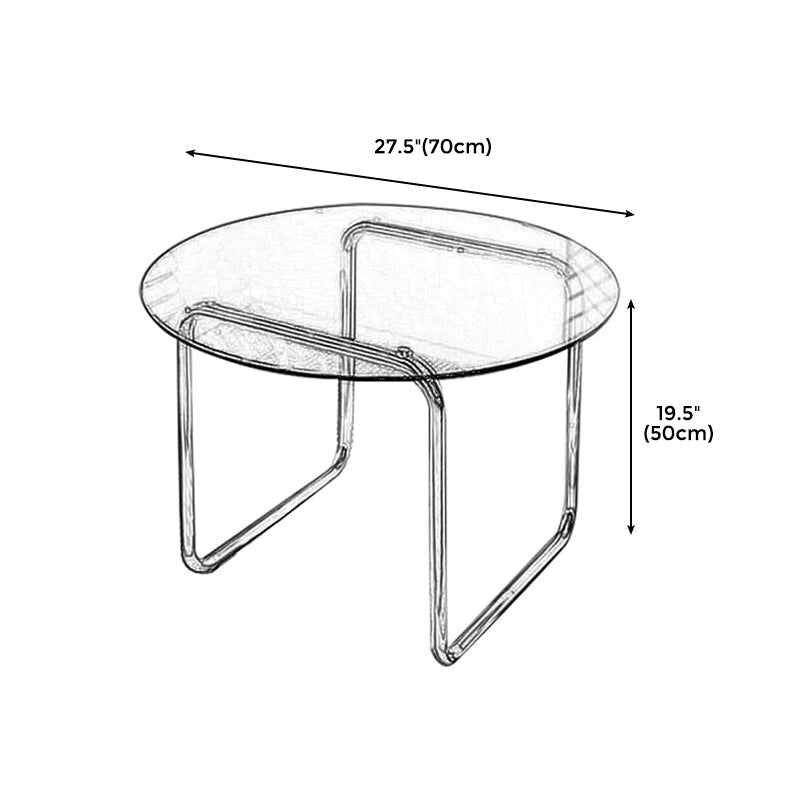 Round Glass Coffee Table Sled 1 Single Cocktail Table - 27.6''/31.5''