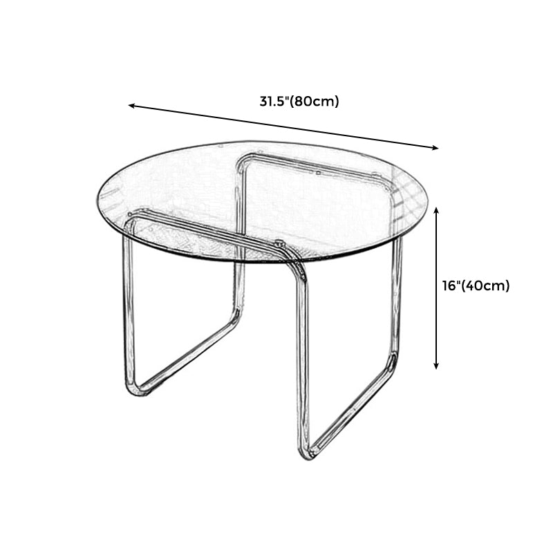 Round Glass Coffee Table Sled 1 Single Cocktail Table - 27.6''/31.5''