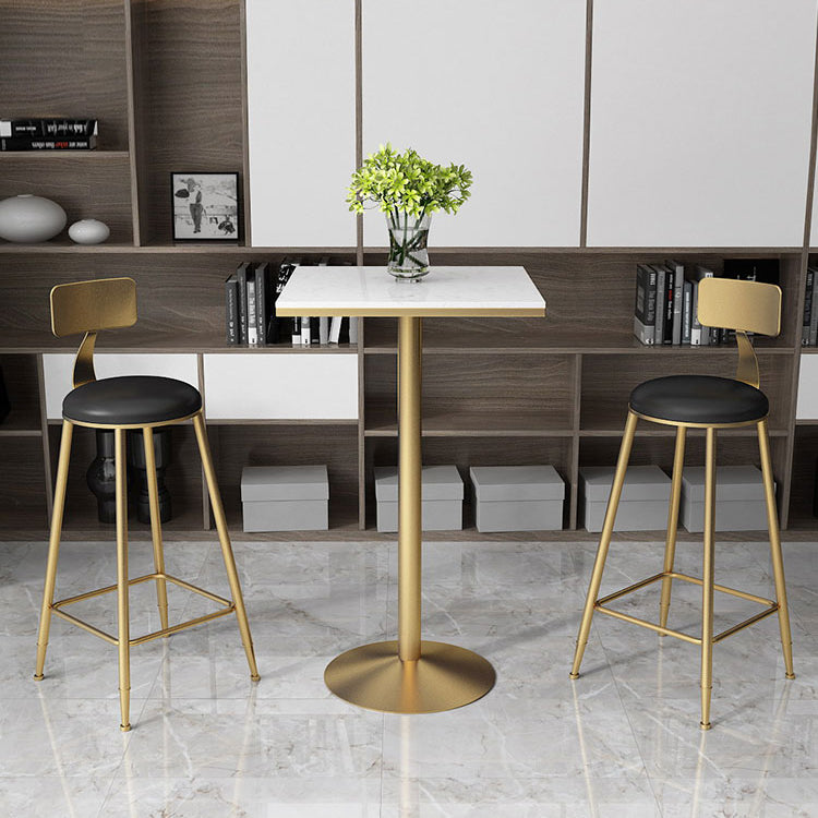 Glam Style Bar Table Artificial Marble Top Bistro Table with Gold Pedestal