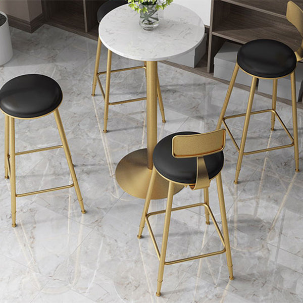 Glam Style Bar Table Artificial Marble Top Bistro Table with Gold Pedestal