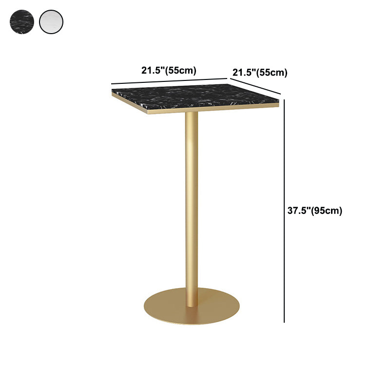 Glam Style Bar Table Artificial Marble Top Bistro Table with Gold Pedestal
