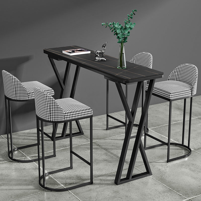Stone Bar Dining Table Industrial Bar Dining Table with Black Sled Base