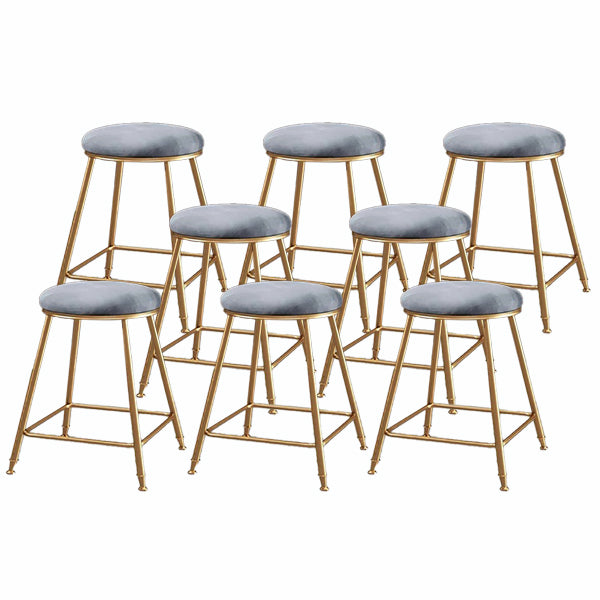 Nordic Glam Bar Stool Round Counter Bar Stool with Metal Legs for Kitchen