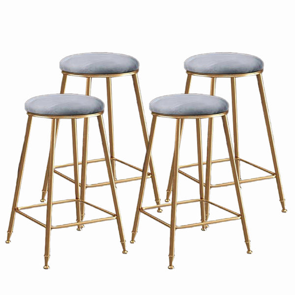 Nordic Glam Bar Stool Round Counter Bar Stool with Metal Legs for Kitchen