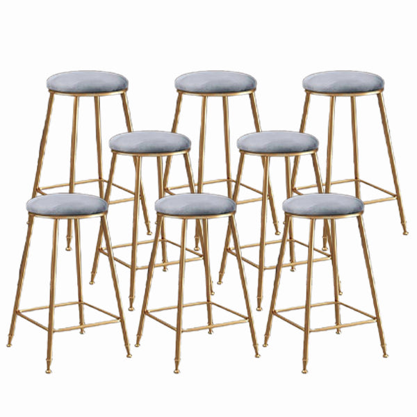 Nordic Glam Bar Stool Round Counter Bar Stool with Metal Legs for Kitchen
