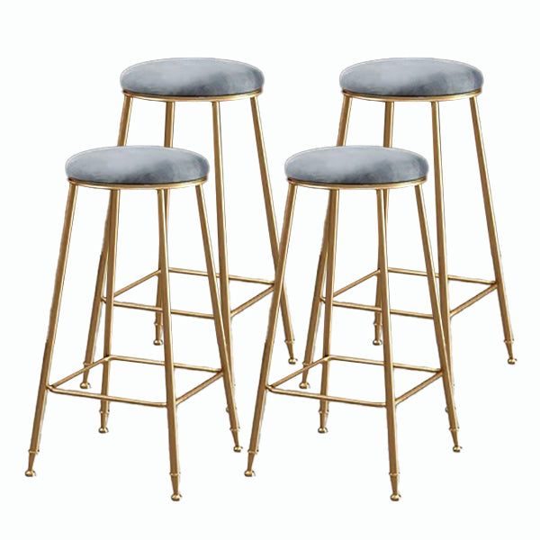 Nordic Glam Bar Stool Round Counter Bar Stool with Metal Legs for Kitchen