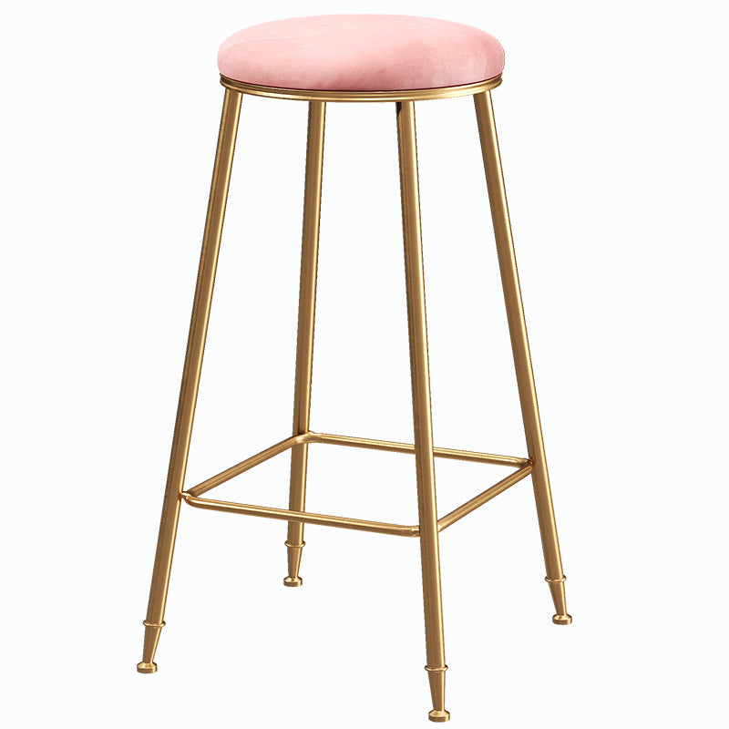 Nordic Glam Bar Stool Round Counter Bar Stool with Metal Legs for Kitchen
