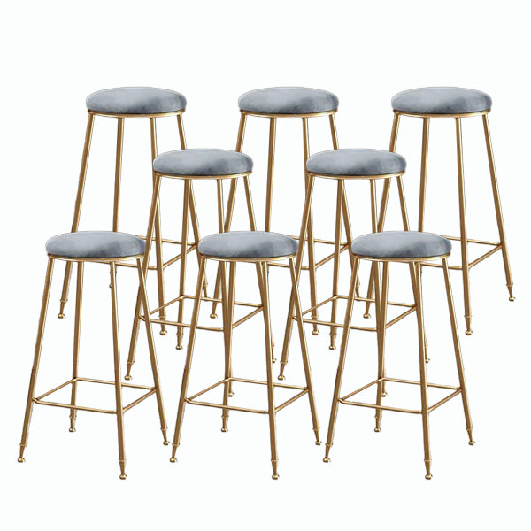 Nordic Glam Bar Stool Round Counter Bar Stool with Metal Legs for Kitchen