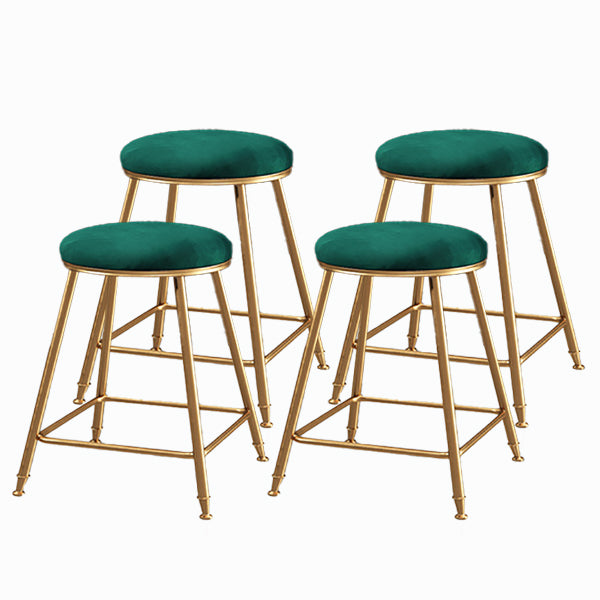 Nordic Glam Bar Stool Round Counter Bar Stool with Metal Legs for Kitchen