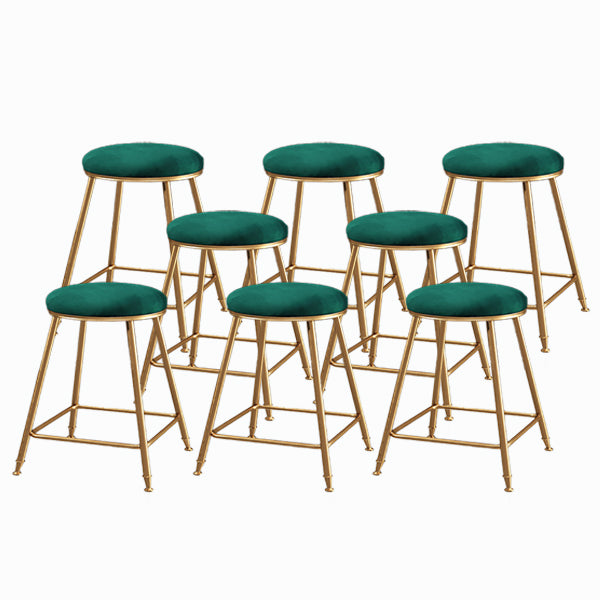 Nordic Glam Bar Stool Round Counter Bar Stool with Metal Legs for Kitchen
