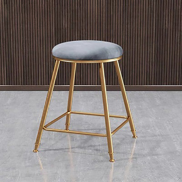 Nordic Glam Bar Stool Round Counter Bar Stool with Metal Legs for Kitchen