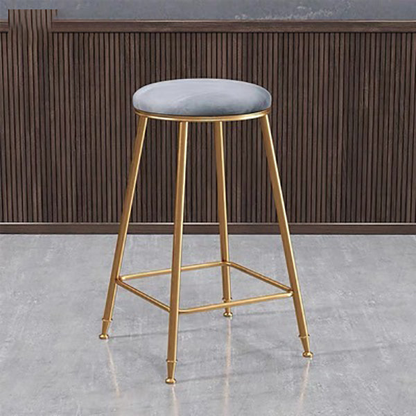 Nordic Glam Bar Stool Round Counter Bar Stool with Metal Legs for Kitchen
