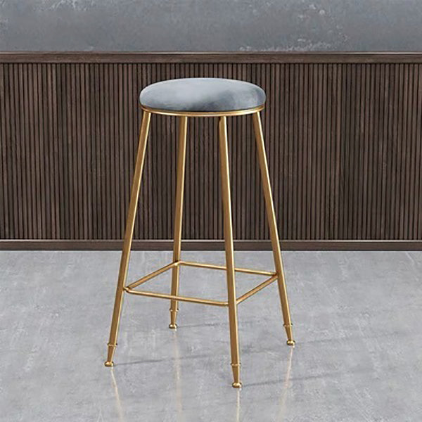 Nordic Glam Bar Stool Round Counter Bar Stool with Metal Legs for Kitchen